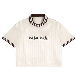 Cream and Brown Striped Polo